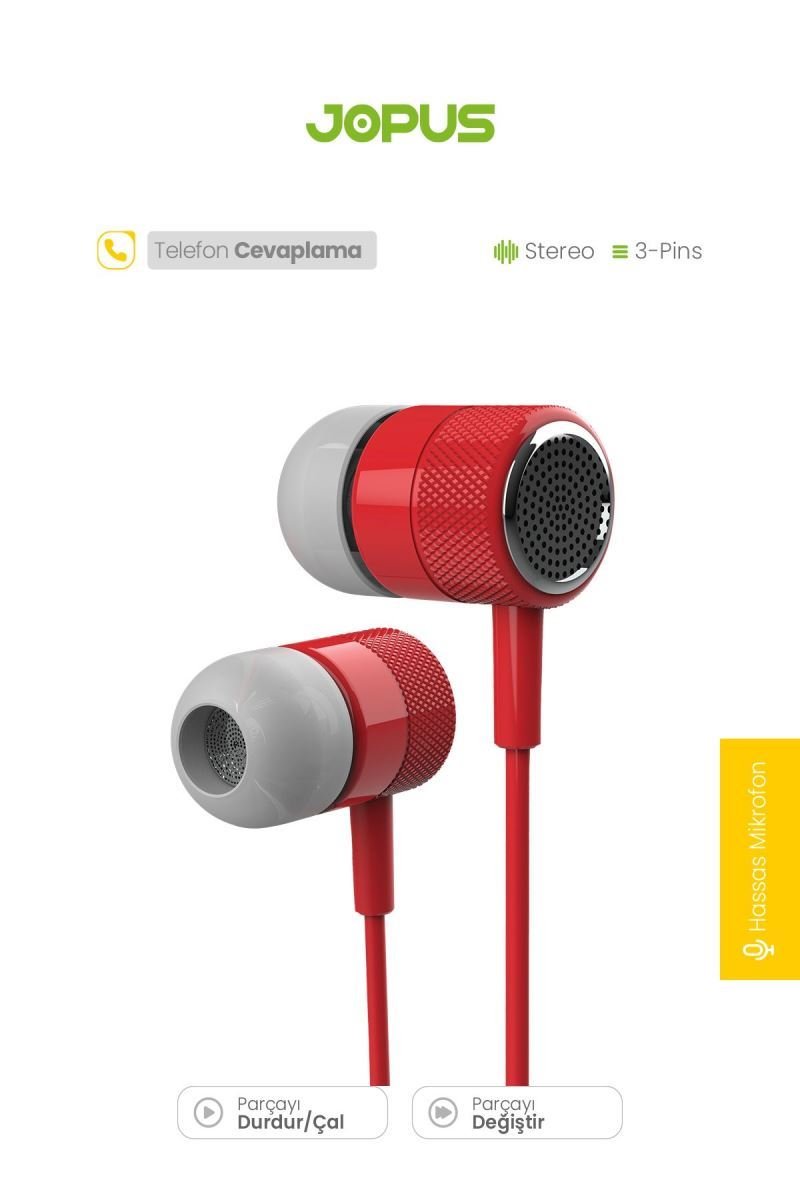053913_3.jpg Jopus Jopus JO-K56 Melodia Universal 3,5 Mikrofonlu Kulaklik(KIRMIZI) - Görsel 1