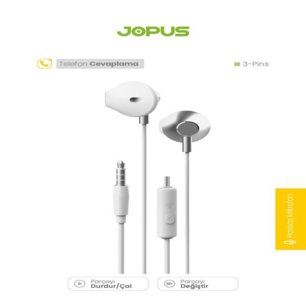 Jopus JO-K68 Dolendo Universal 3.5mm Mikrofonlu Kulaklik(BEYAZ-GÜMÜŞ)