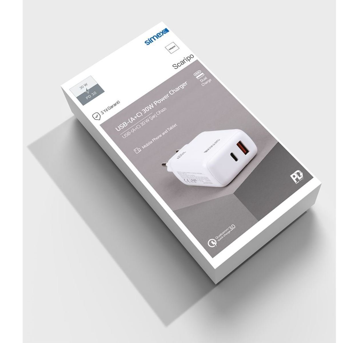 055605_2.jpg Simex Universal SPS-08 Scaripo Pd Qc 3.0 30W Sarj Cihazi - Görsel 1