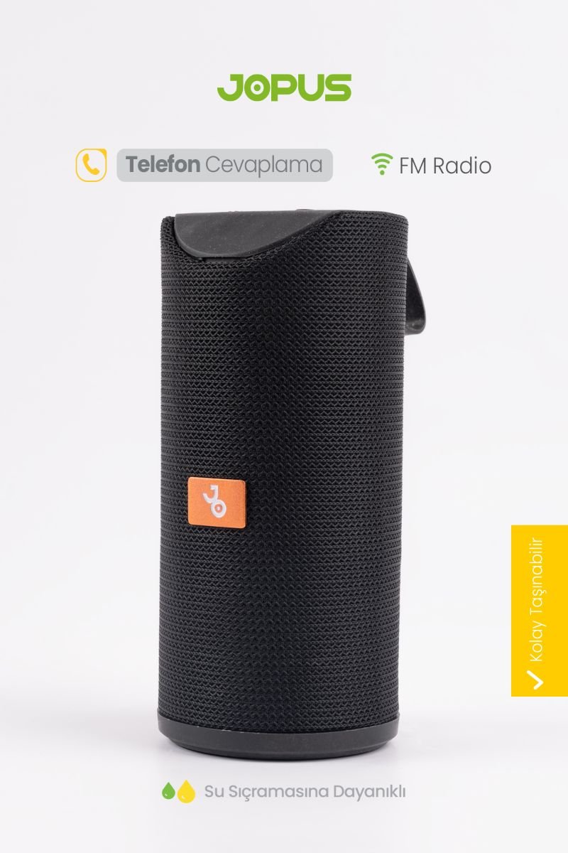 056136_5.jpg Jopus Leda Radyolu Bluetooth Hoparlör Siyah Renk - Görsel 1