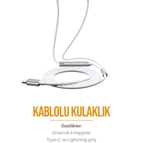 Azeada Azeada AZ-E01 Lightning Mikrofonlu Kulaklik (BEYAZ)