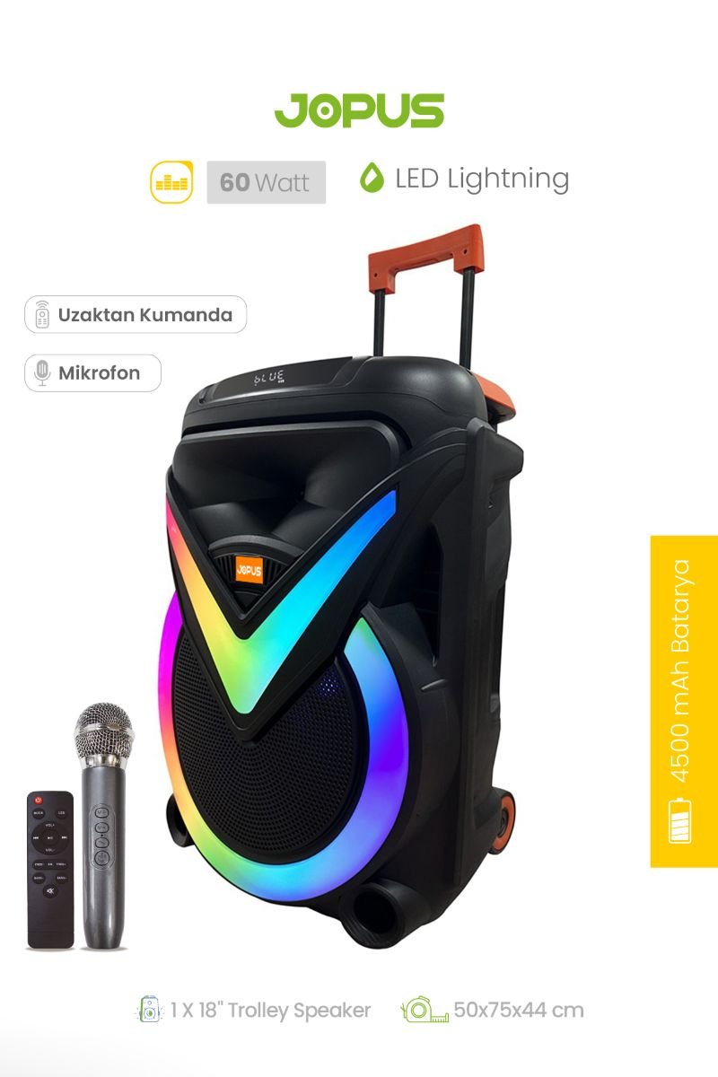 060197_5.jpg Jopus Crazy Mikrofonlu Bluetooth Hoparlör - Görsel 1