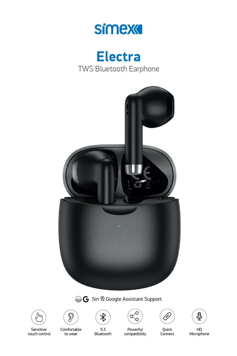 060958_3.jpg Simex Electra Bluetooth Kulaklık Siyah renk - Görsel 1
