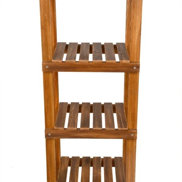 Wooden City Kahverengi Dekoratif Katlı Ahşap Raf Portatif Ayakkabılık Çiçeklik Saksılık