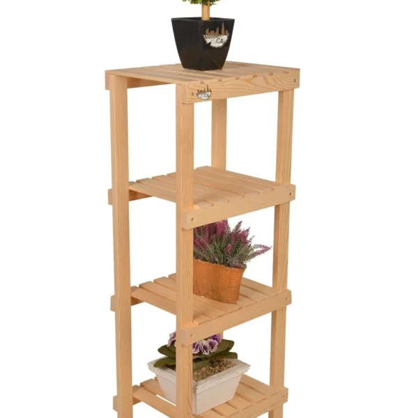 Wooden City Sarı Dekoratif Katlı Ahşap Raf Portatif Ayakkabılık 4 Katlı