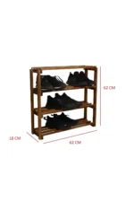 Wooden City Ahşap Çubuklu 4katlı Masif Ayakkabılık Raf - Görsel 2