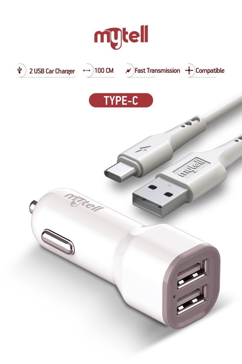 33925_2.jpg Mytell Universal Type C MY-A5 2IN1 2 USB'li 2100 mAh Araç Sarji - Görsel 1